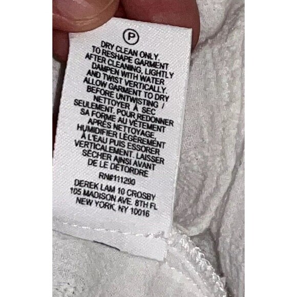 Derek Lam 10 Crosby (Small/Petite) Womens White Subtle Textured 1/4 Buttons Top - Picture 15 of 15